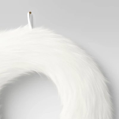 22" Faux Fur Christmas Decorative Wreath White - Wondershop™ - Image 2