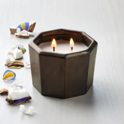 Octagonal Ceramic Cashmere & Suede Fall Jar Candle Metallic Bronze - Hearth & Hand™ With Magnolia