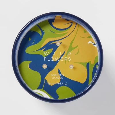 28oz Glass Wildflowers Candle Blue - Opalhouse⢠- Image 3