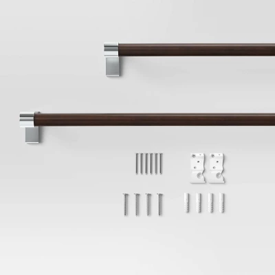 Dark Faux Wood Curtain Rod Nickel - Threshold™ - Image 2