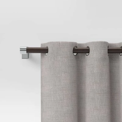 Dark Faux Wood Curtain Rod Nickel - Threshold™