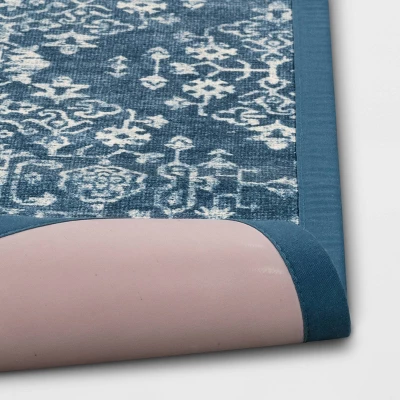 Vintage Print Comfort Rug Blue - Threshold™ - Image 3