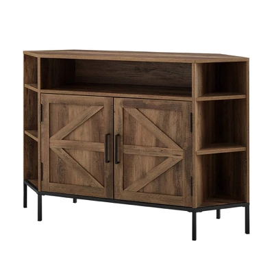 Atticus Modern Farmhouse 2 Door Corner TV Stand For TVs Up To 55" Rustic Oak - Saracina Home - Image 5