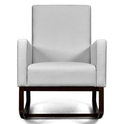 Tangkula 2-in-1 Upholstered Rocking Chair With Wood Leg & Pillow Relax Sofa Chair Light Grey/Beige/Dark Gray - Image 12