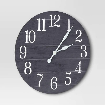 26" Farmhouse Wooden Wall Clock Black - Threshold™ - Image 2