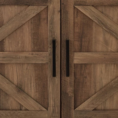 Atticus Modern Farmhouse 2 Door Corner TV Stand For TVs Up To 55" Rustic Oak - Saracina Home - Image 3