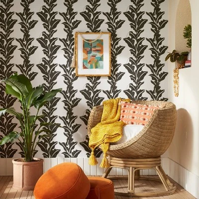 Botanical Leaf Peel And Stick Wallpaper Black/White - Opalhouse™ Designed With Jungalow™