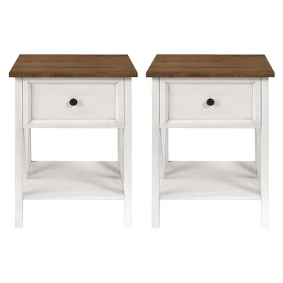 Set Of 2 Farmhouse Single Drawer V Frame Nightstands - Saracina Home - Image 13