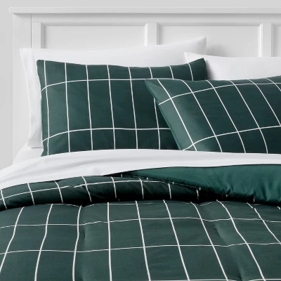 Grid Print Microfiber Reversible Comforter & Sheet Set Dark Green - Room Essentials™ - Image 8