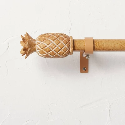 Pineapple Faux Wood Curtain Rod Natural Wood - Opalhouse™ Designed With Jungalow™ - Image 4
