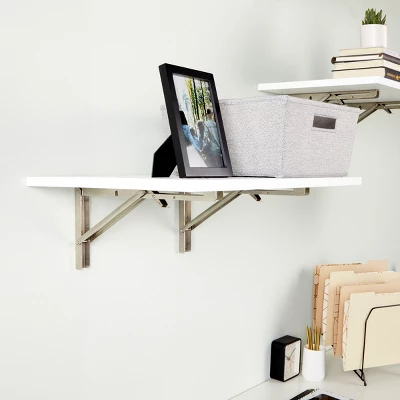 Built Industrial 2 Pack Folding L Wall Shelf Bracket, 10 Inch Collapsible Hardware With Locking Hinge For Garage Shelves, Holds 120lbs - Image 4