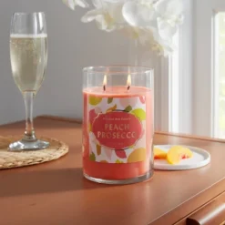 21.5oz Lidded Glass Jar 2-Wick Candle Peach Prosecco - Opalhouse™