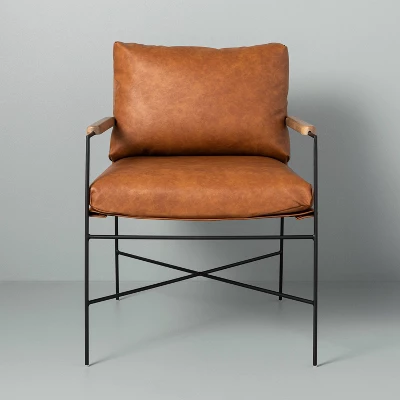 Faux Leather & Metal Accent Chair - Black/Brown - Hearth & Hand™ With Magnolia - Image 2