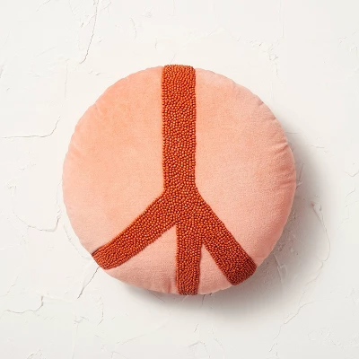 Beaded Peace Sign Round Throw Pillow - Opalhouse™ Designed With Jungalow™ - Image 3