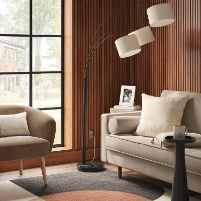 Avenal 3-Head Shaded Arc Floor Lamp Black - Threshold™ - Image 2