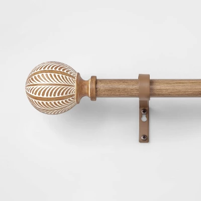 Carved Light Woodtone Ball Curtain Rod Natural - Opalhouse⢠- Image 3