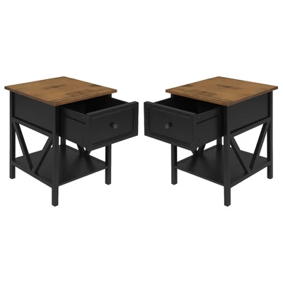 Set Of 2 Farmhouse Single Drawer V Frame Nightstands - Saracina Home - Image 10