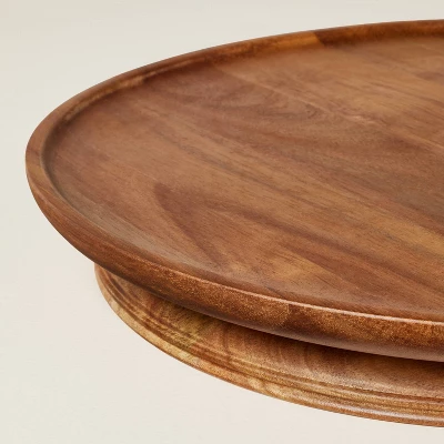 14" Wooden Pedestal Lazy Susan Brown - Hearth & Hand™ With Magnolia - Image 2