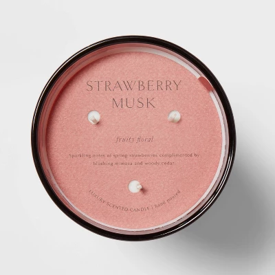 Colored Vase Glass With Dustcover Strawberry Musk Candle Red - Threshold™ - Image 4