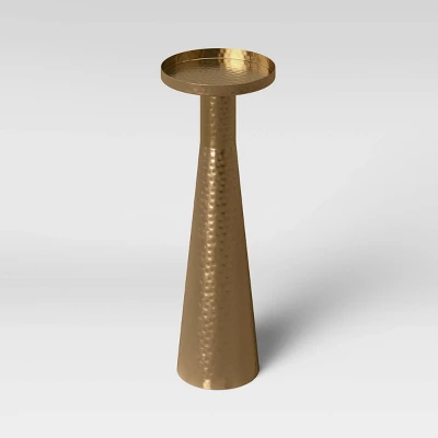 Alester Round Hammered Metal Drink Table Brass - Threshold™ - Image 2