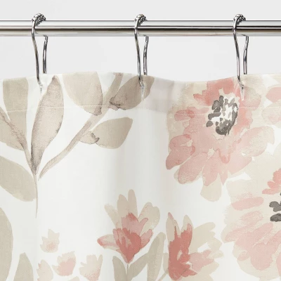 Blooms Flat Weave Shower Curtain Coral - Threshold™ - Image 2
