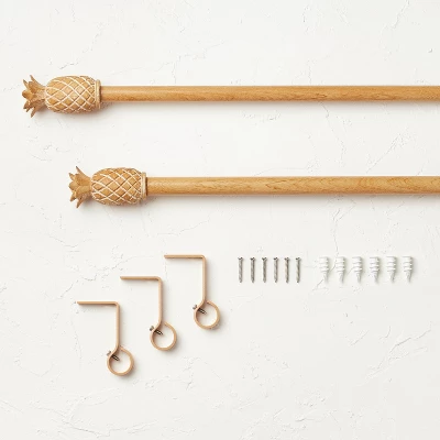 Pineapple Faux Wood Curtain Rod Natural Wood - Opalhouse™ Designed With Jungalow™ - Image 3