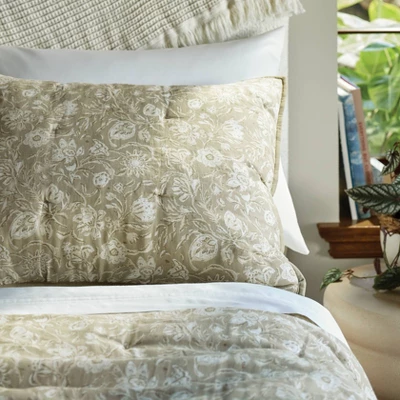 Standard Floral Print Trad Cotton Voile Lofty Quilt Sham Green - Threshold™ - Image 4