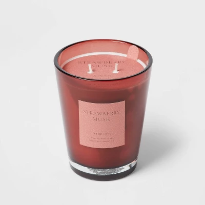 Colored Vase Glass With Dustcover Strawberry Musk Candle Red - Threshold™ - Image 7