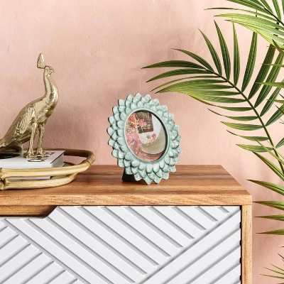 4" X 4" Stoneware Frame With Transparent Crackle Glaze Green - Opalhouseā¢