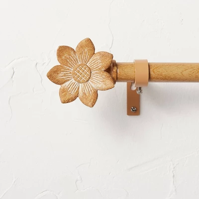 Flower Faux Wood Curtain Rod Natural Wood - Opalhouse™ Designed With Jungalow™ - Image 4