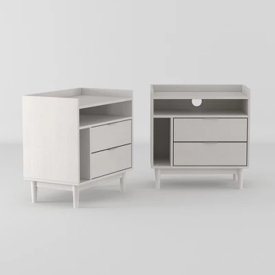 2pk Mid-Century Modern Solid Wood 2 Drawer Storage Nightstands - Saracina Home - Image 13