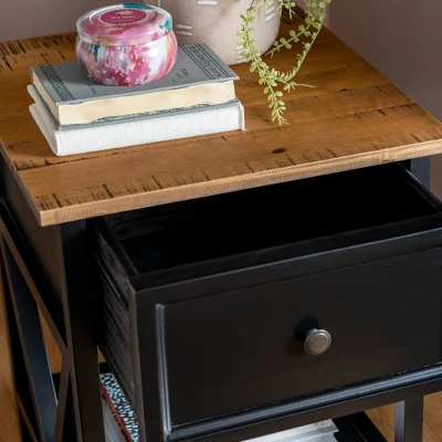 Set Of 2 Farmhouse Single Drawer V Frame Nightstands - Saracina Home - Image 9